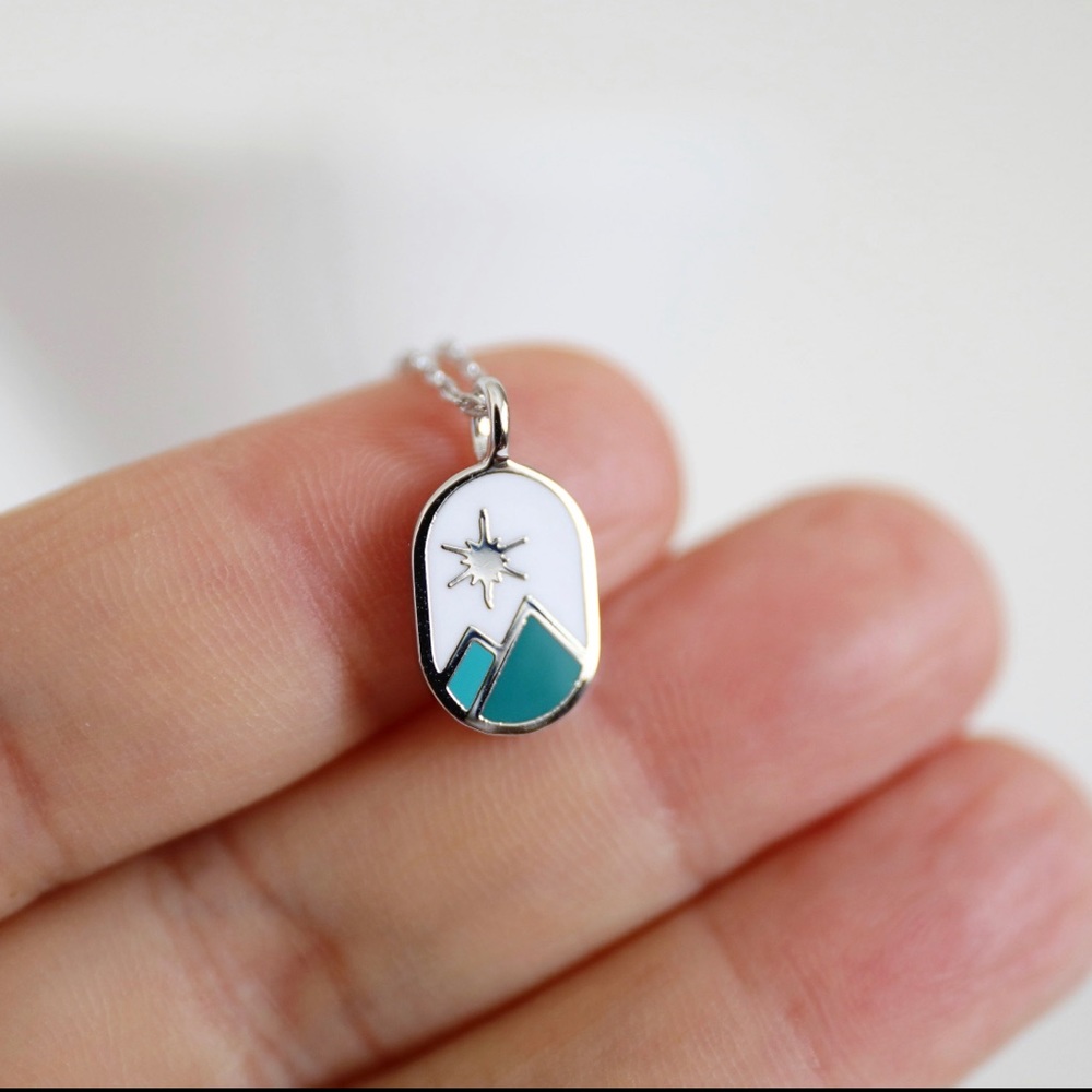 Mountain landscape pendant necklace
